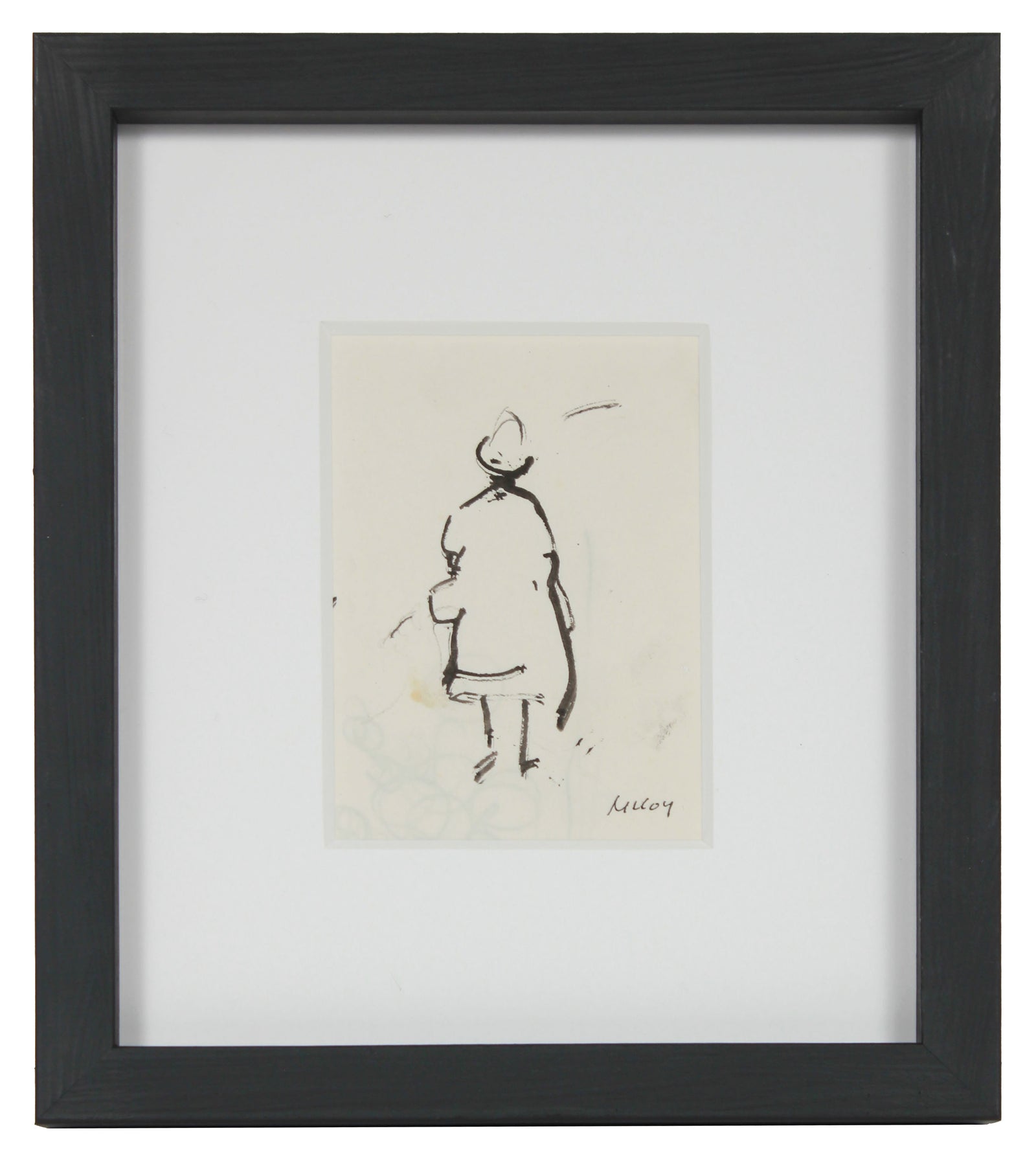 Minimalist Standing Figure <br>1950s Ink Drawing <br><br>#B2470