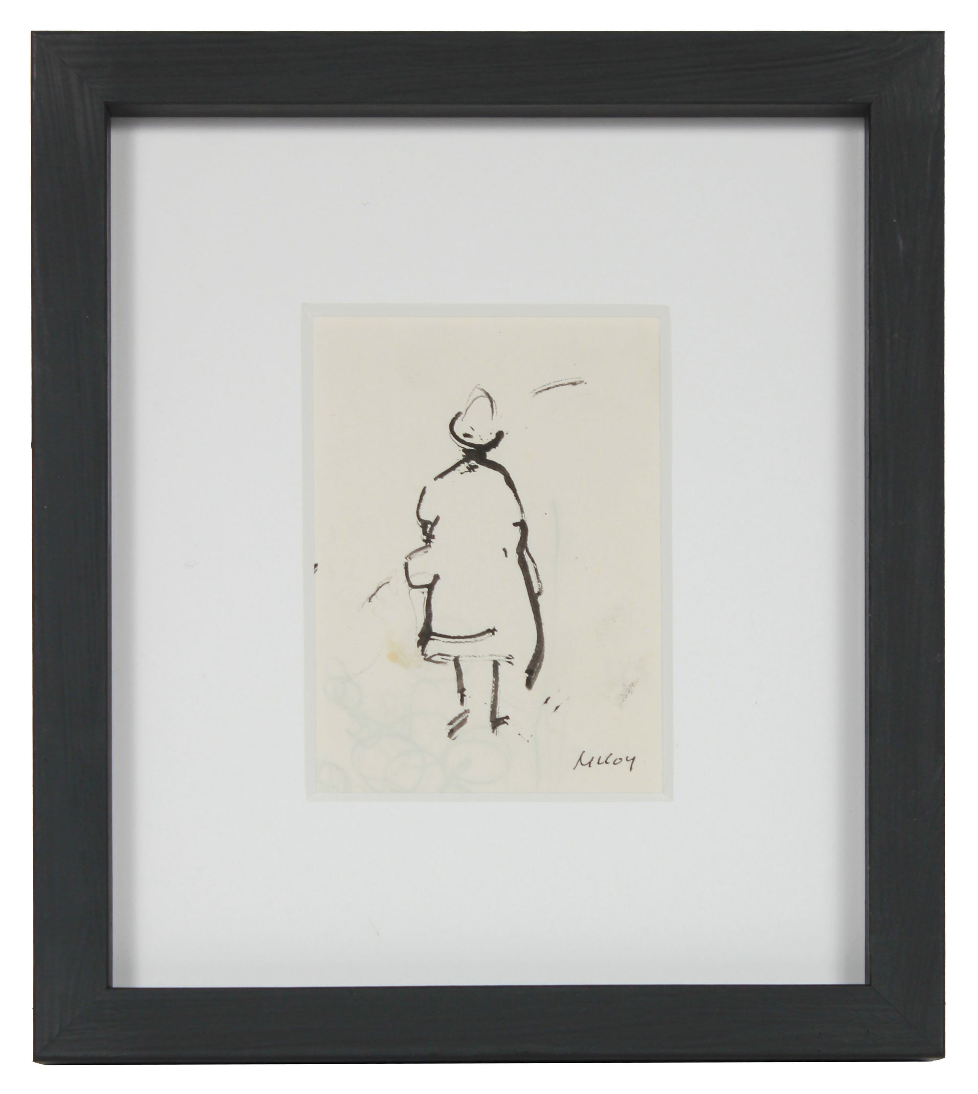 Minimalist Standing Figure <br>1950s Ink Drawing <br><br>#B2470