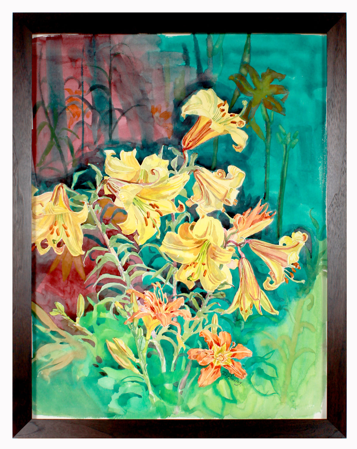 Daylilies in Bloom &lt;br&gt;20th Century Watercolor &lt;br&gt;&lt;br&gt;#B2513