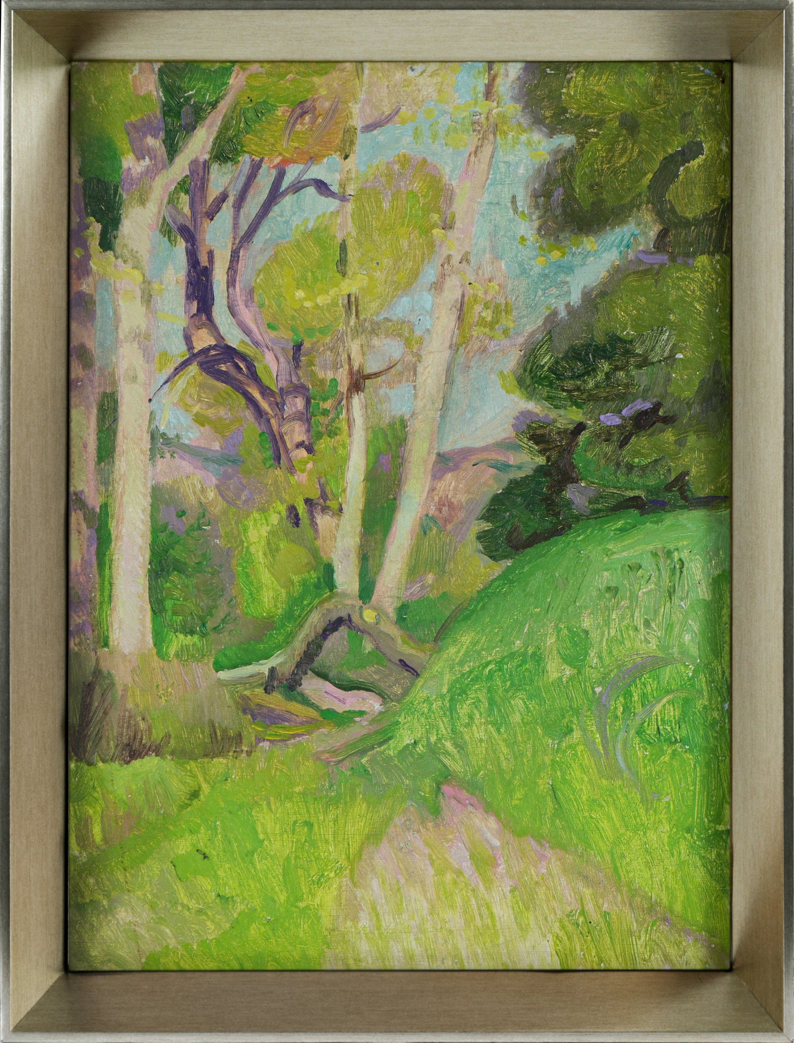 Lush Verdant Hillside Forest <br>20th Century Oil <br><br>#B2616