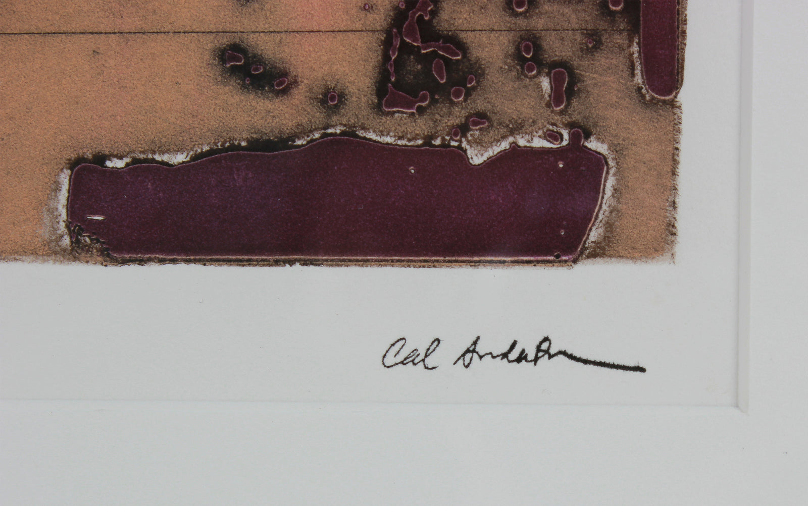 Orange & Plum Vintage Abstract <br>1990-2000s Etching <br><br>#B2627