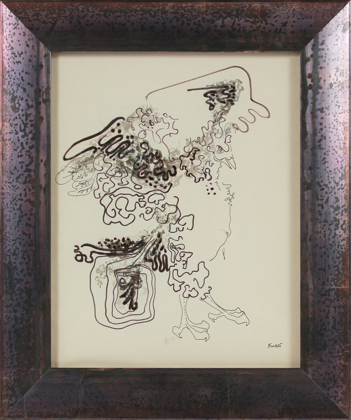 Surreal Abstracted Bird &lt;br&gt;1960-80s Ink &lt;br&gt;&lt;br&gt;#B2637