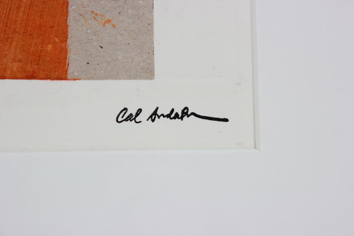 Gold & Black Brushstroke Abstract <br>20th Century Monotype <br><br>#B2665