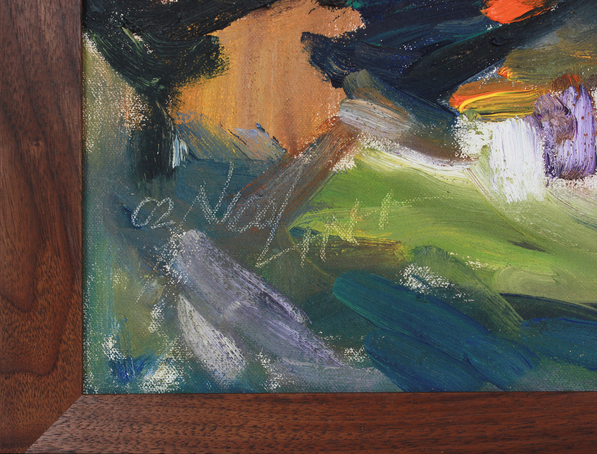 Expressionist California Lake Scene <br>2002 Oil <br><br>#B2689