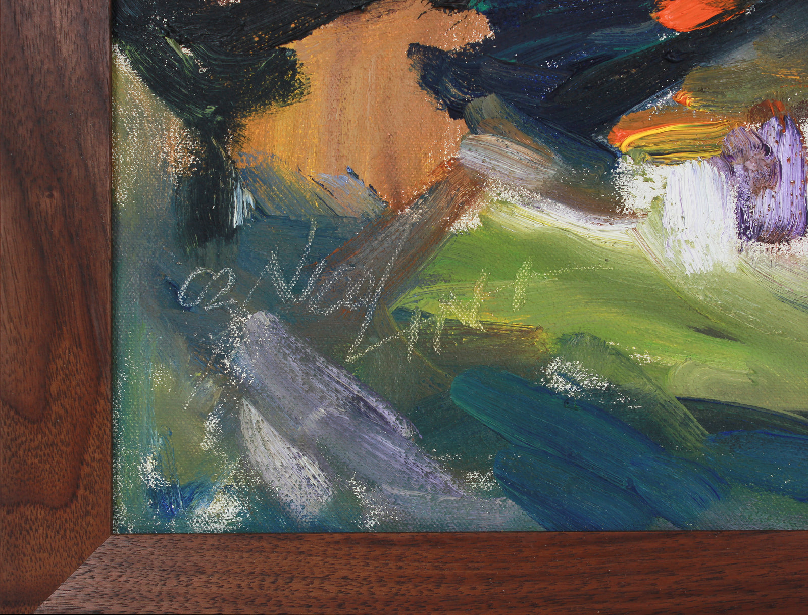 Expressionist California Lake Scene <br>2002 Oil <br><br>#B2689