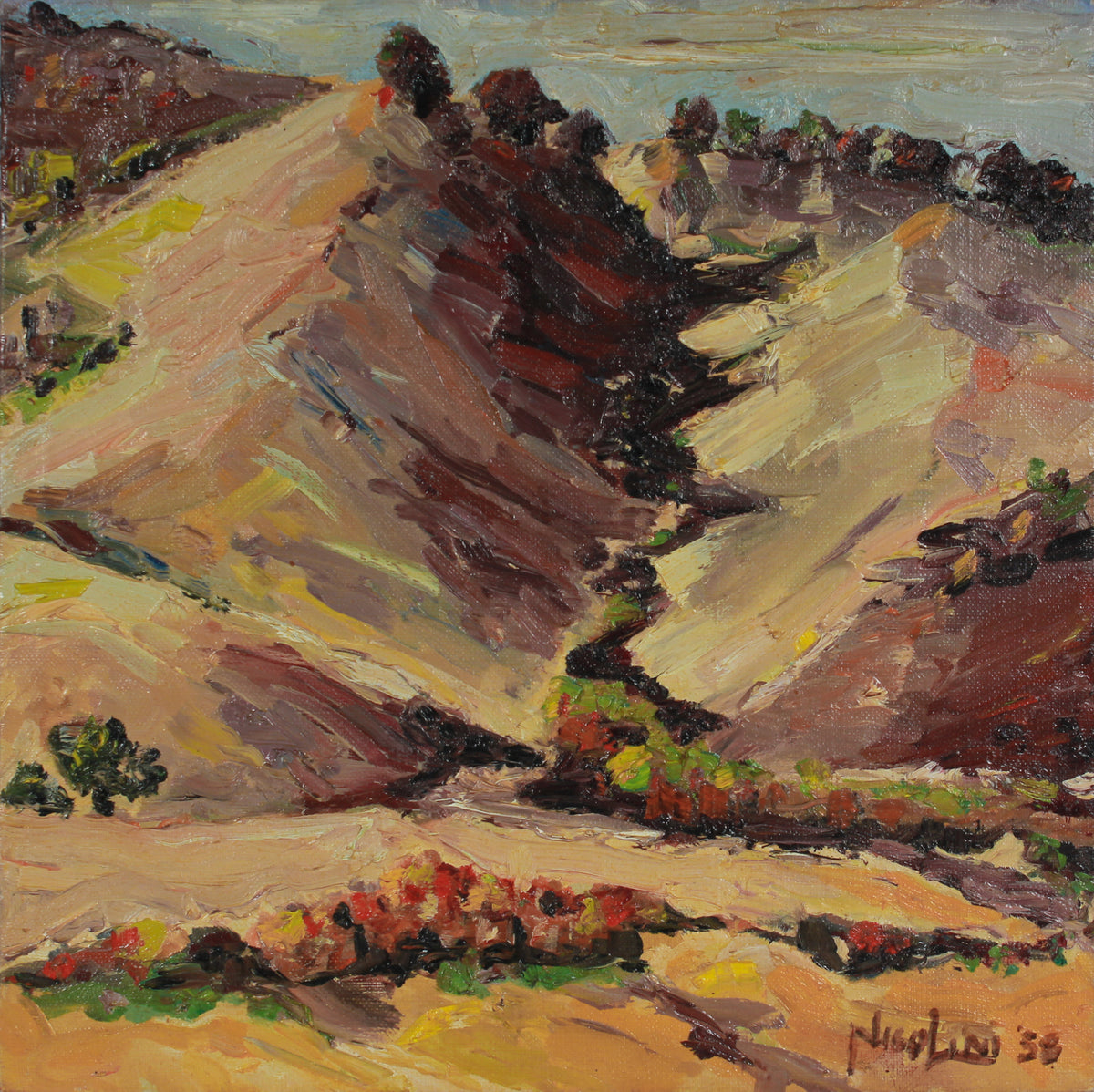 Rolling California Hills &lt;br&gt;1958 Expressionist Oil &lt;br&gt;&lt;br&gt;#B2690