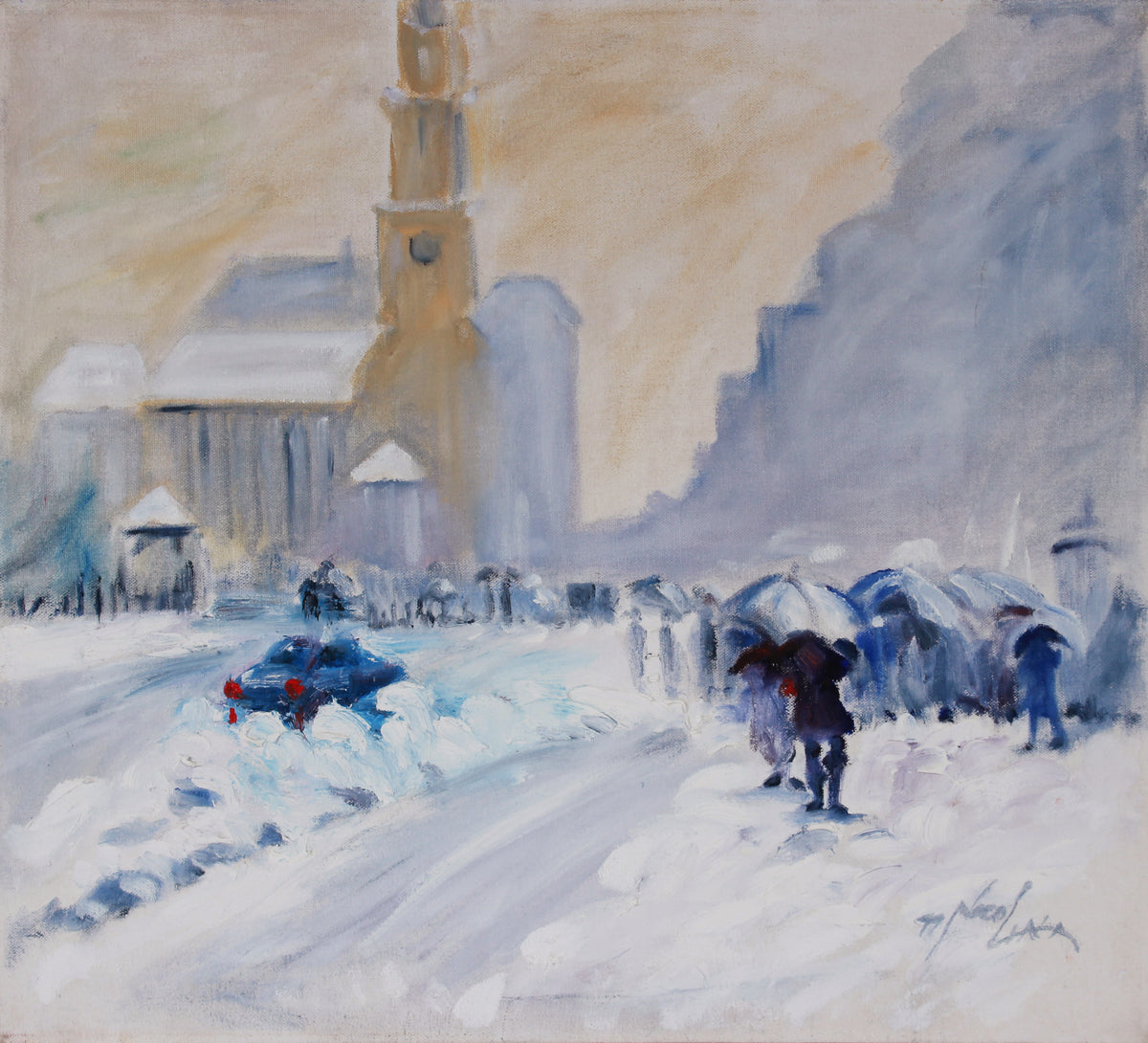 Expressionist Winter Scene &lt;br&gt;1999 Oil &lt;br&gt;&lt;br&gt;#B2723