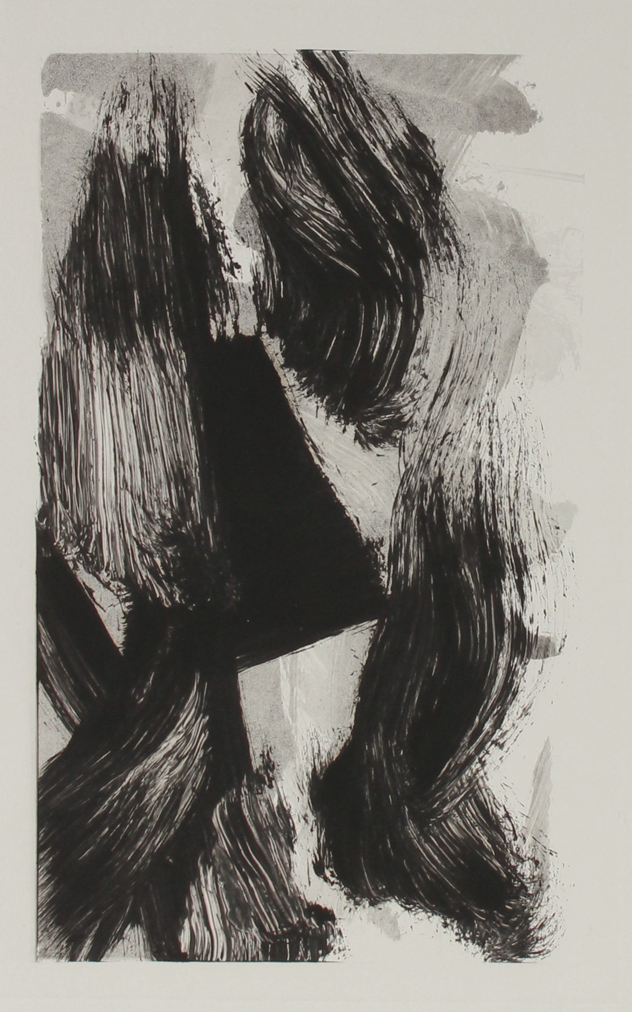 Monochromatic Dynamic Brushstroke Abstract<br>20th Century Monotype<br><br>#B2759