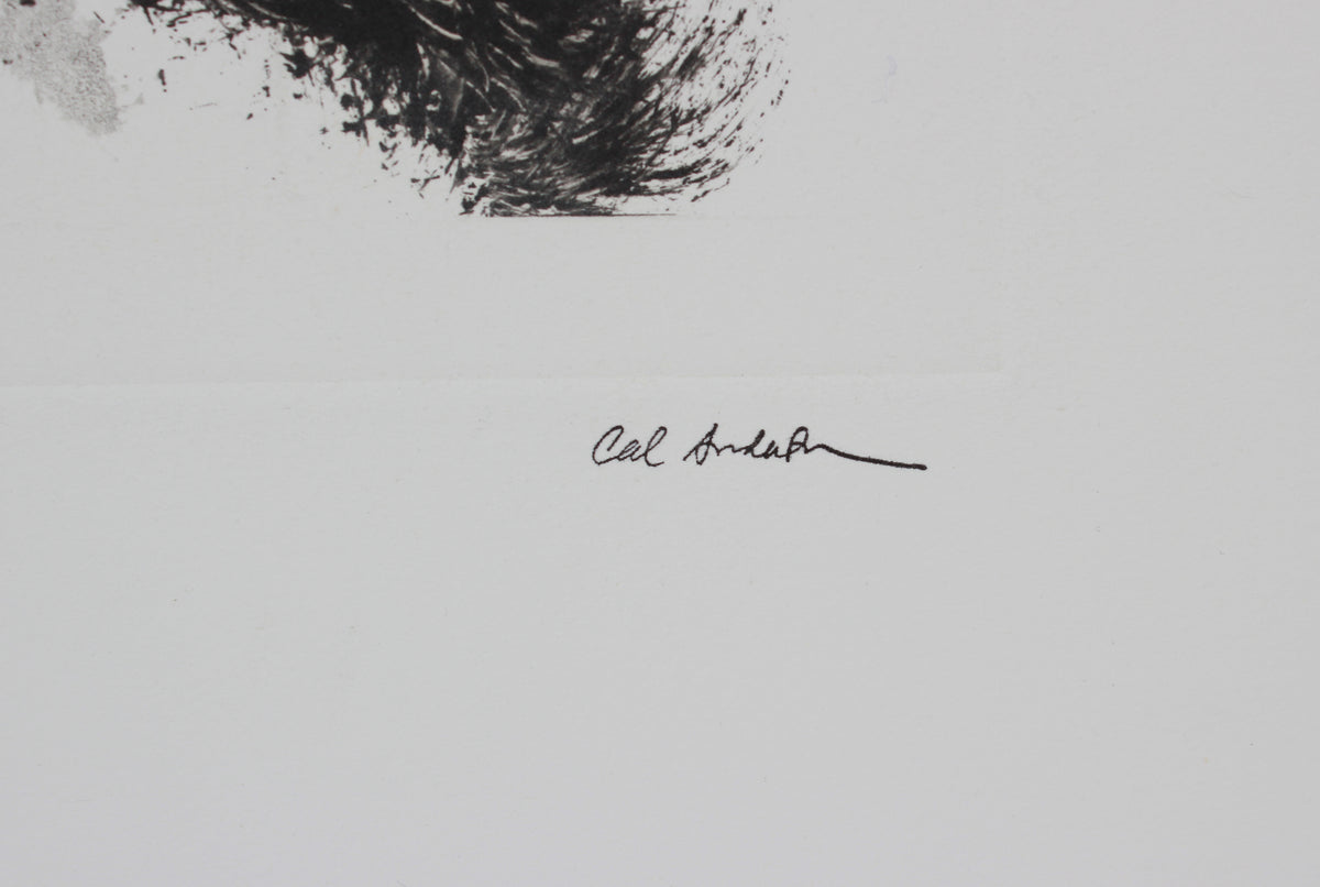 Monochromatic Dynamic Brushstroke Abstract<br>20th Century Monotype<br><br>#B2759