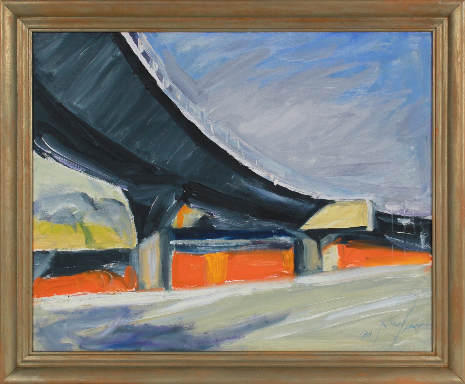 Expressionist California Freeway Scene <br>2011 Oil <br><br>#B2885