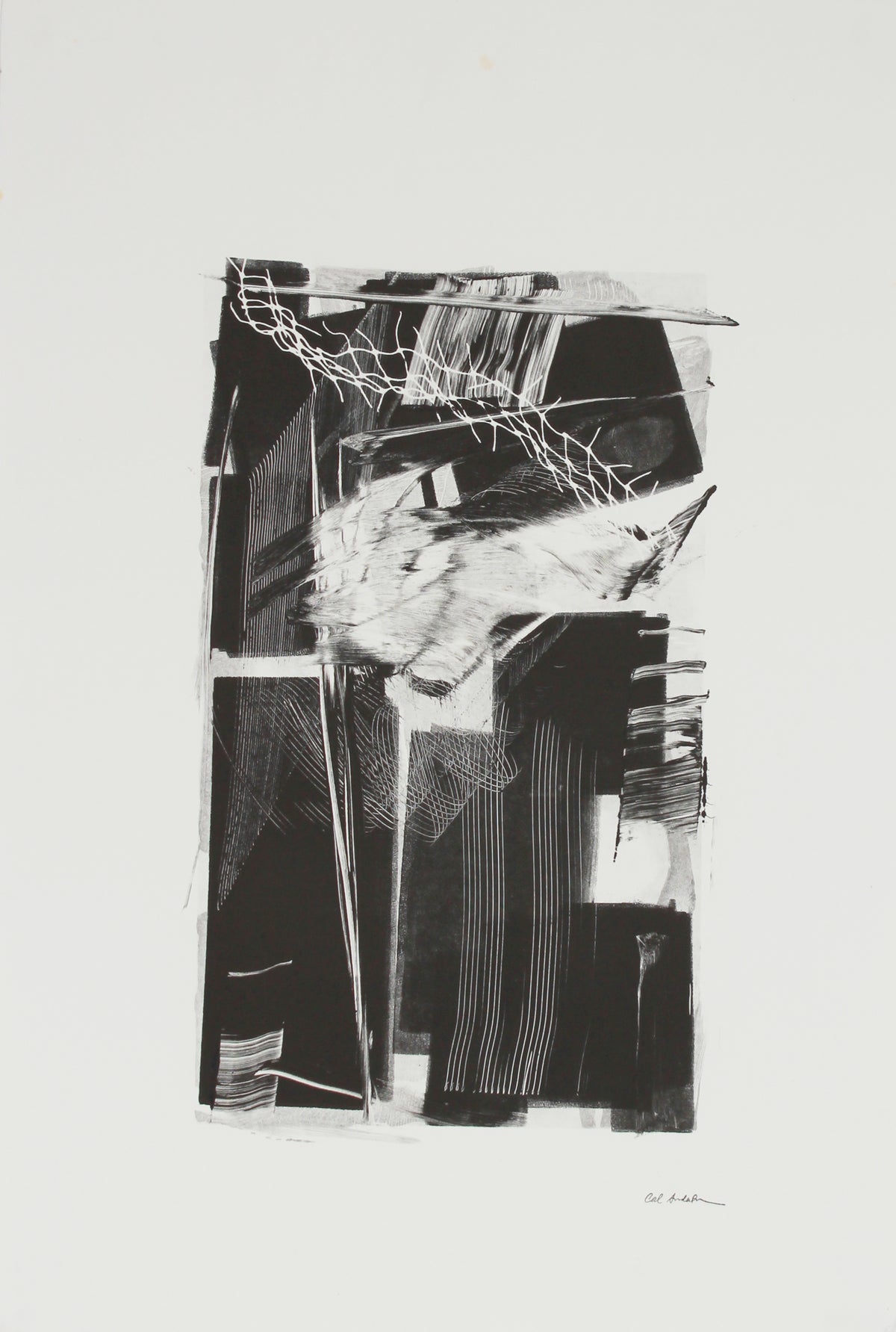 Bold Brushstroke Abstract<br>20th Century Monotype<br><br>#B2943