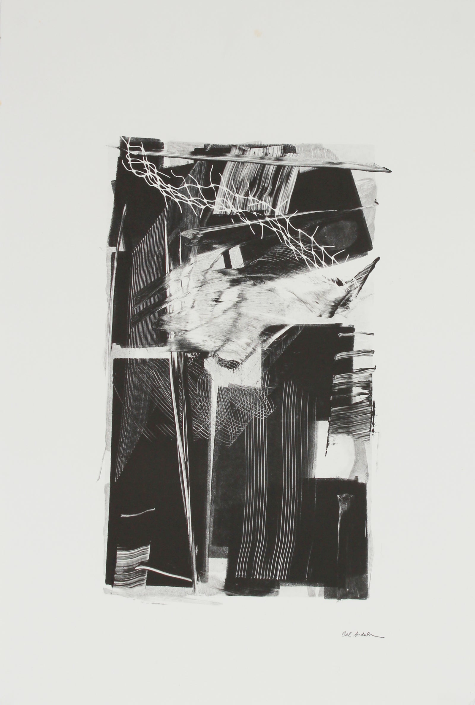 Bold Brushstroke Abstract<br>20th Century Monotype<br><br>#B2943