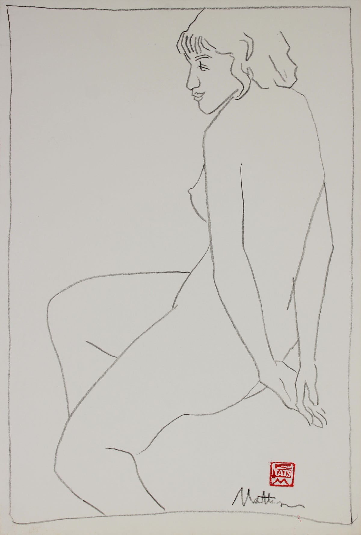 Seated Nude Drawing &lt;br&gt;20th Century Charcoal &lt;br&gt;&lt;br&gt;#B2948