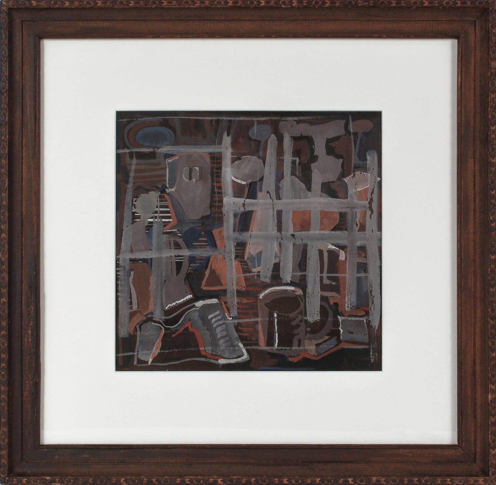 Mid Century Gouache Abstracted Still Life <br><br>#B3057