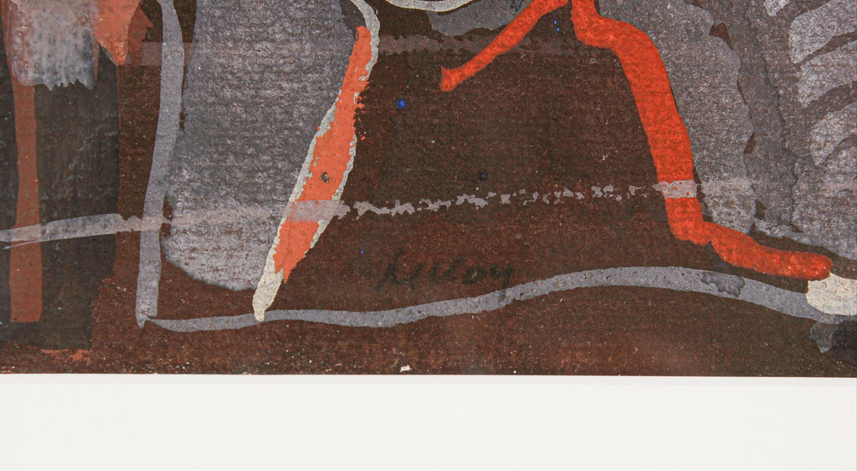 Mid Century Gouache Abstracted Still Life <br><br>#B3057