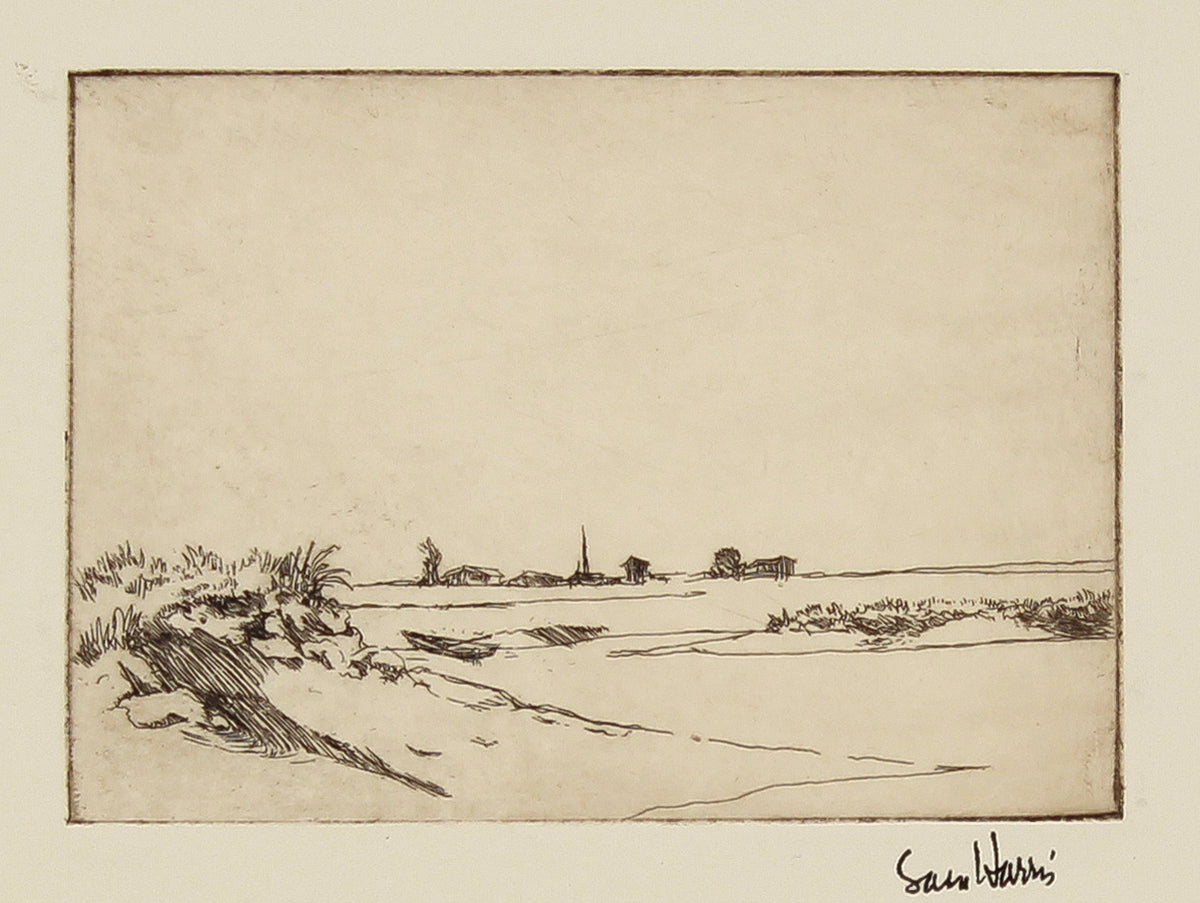 Minimalist Coastal Scene <br>Late 1930s Etching <br><br>#B3144