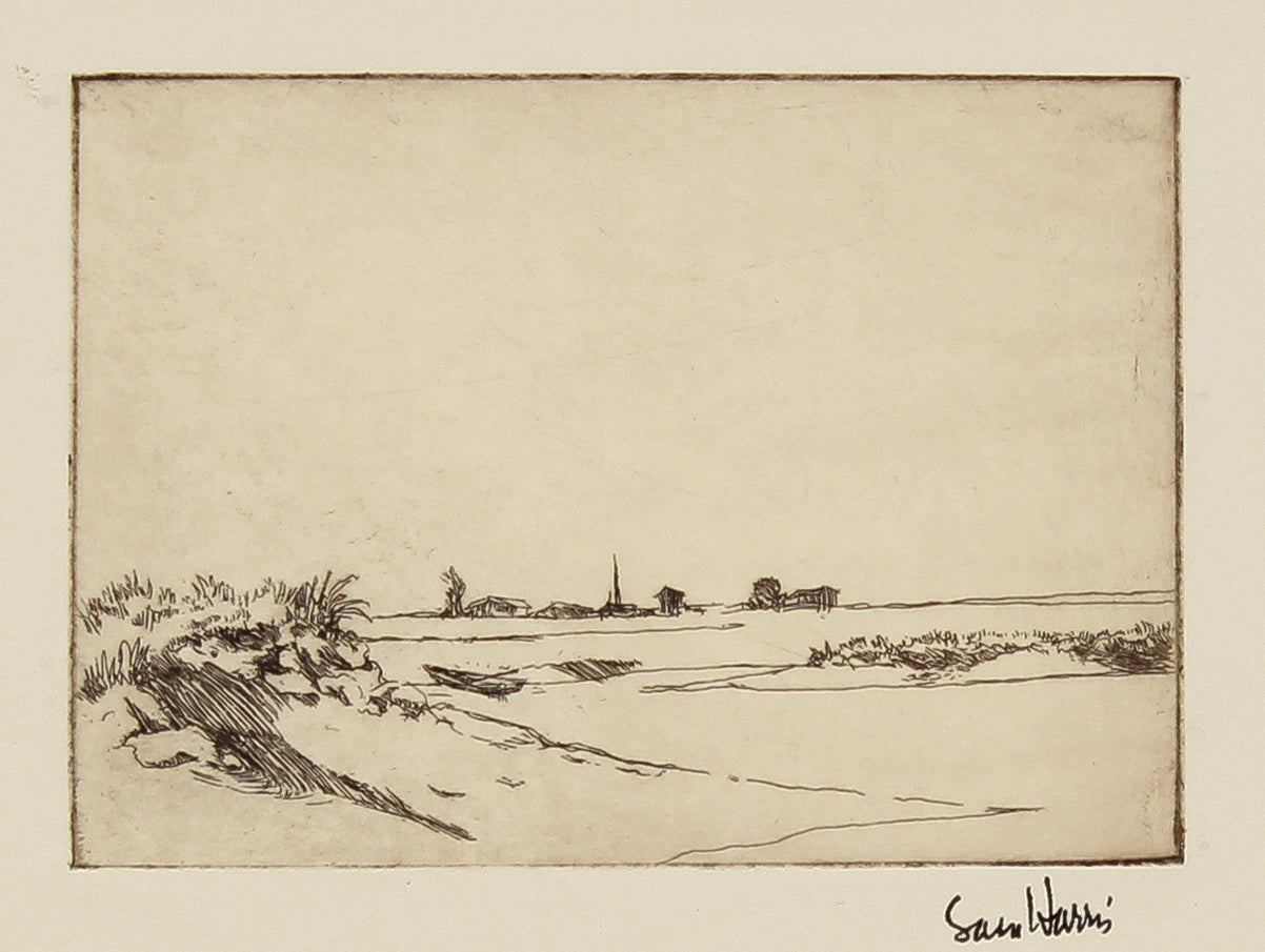 Minimalist Coastal Scene <br>Late 1930s Etching <br><br>#B3144