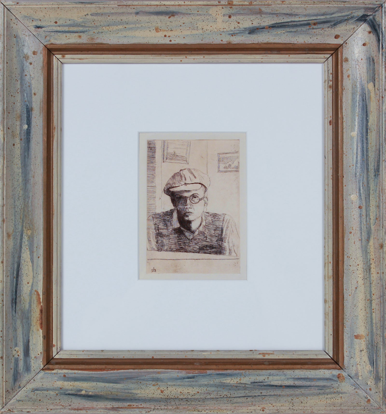 Gentleman with Cap <br>Late 1930s Etching <br><br>#B3150