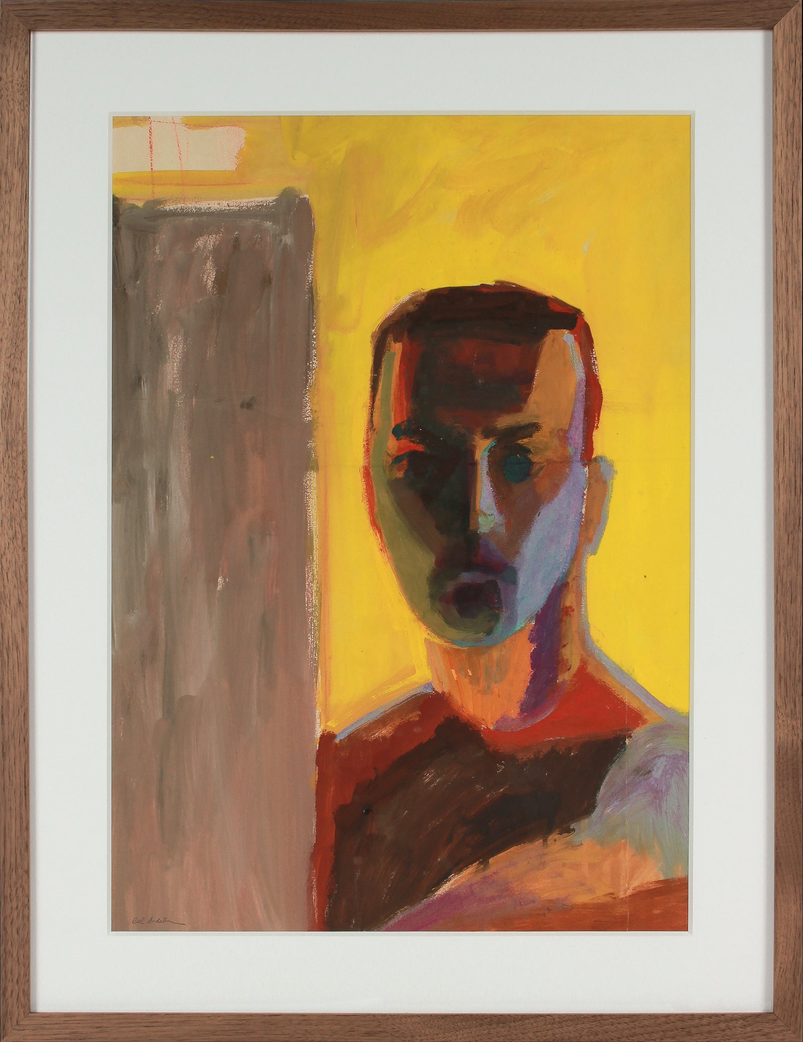 Modernist Abstracted Portrait <br>1940-50s Oil <br><br>#B3219
