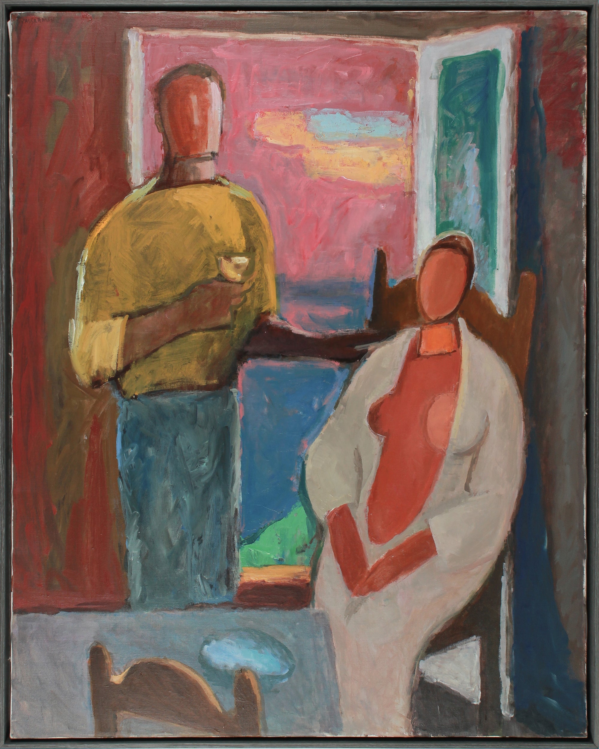 <i>Couple in Front of Window in Carmel, CA</i> <br>20th Century Oil <br><br>#B3260