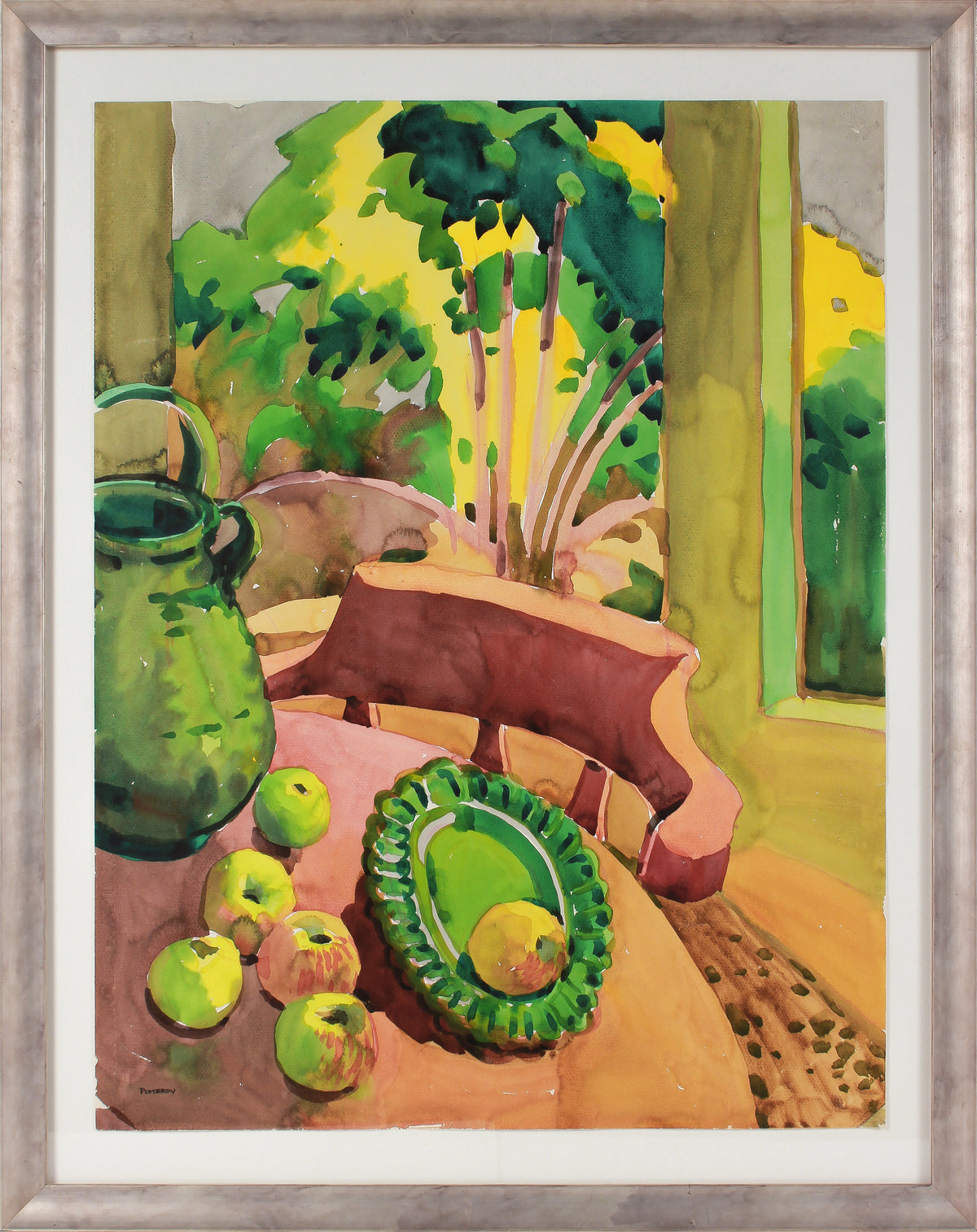 Breakfast Nook Still Life with Fruit &lt;br&gt;20th Century Watercolor &lt;br&gt;&lt;br&gt;#B3321