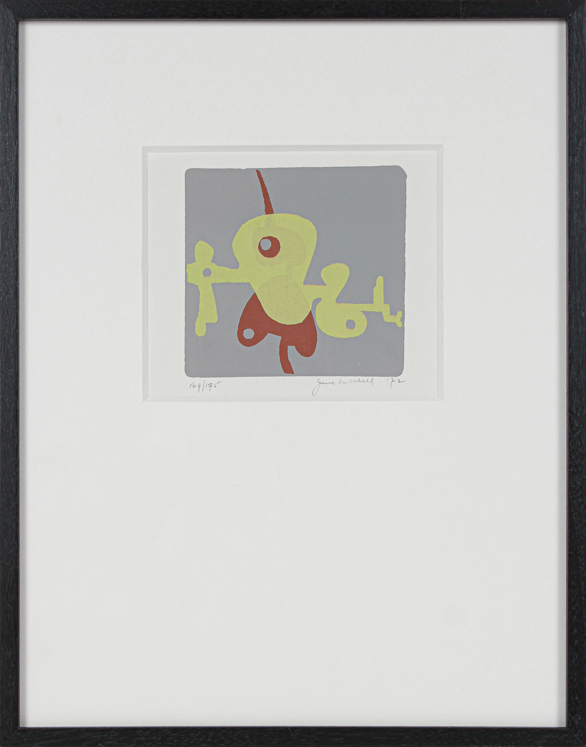 Gray & Yellow Modernist Forms <br>1972 Serigraph <br><br>#B3344