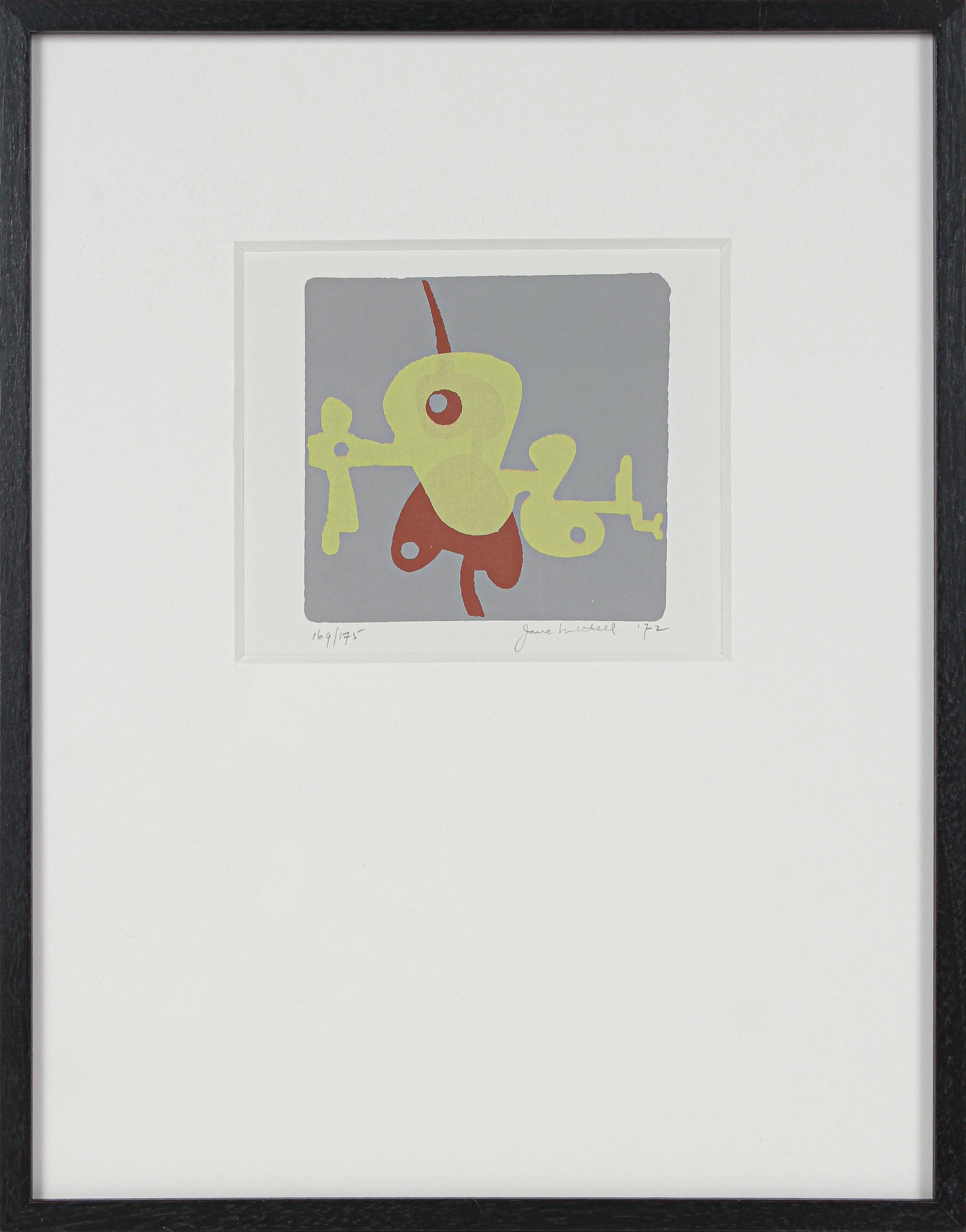 Gray & Yellow Modernist Forms <br>1972 Serigraph <br><br>#B3344