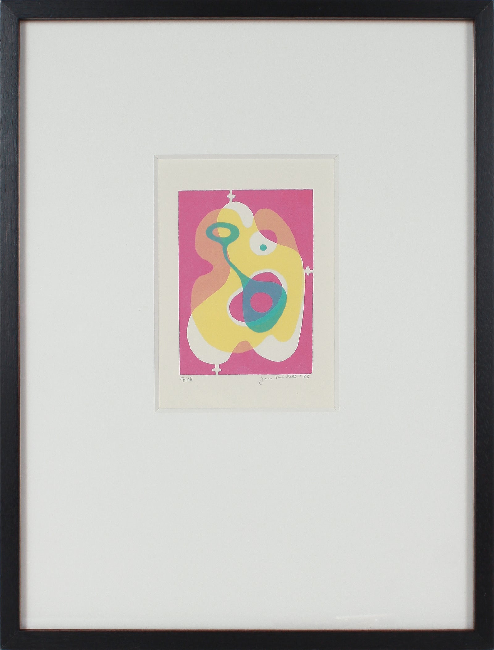 Pink & Yellow Modernist Forms <br>1983 Serigraph <br><br>#B3357