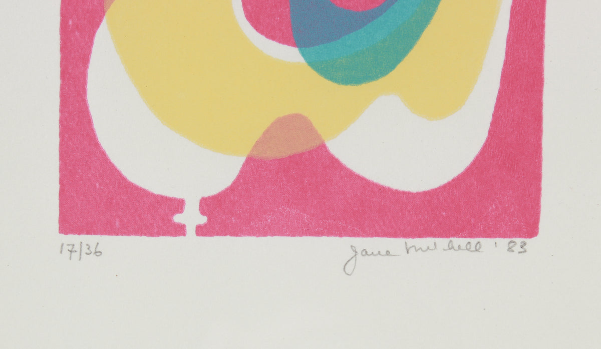 Pink & Yellow Modernist Forms <br>1983 Serigraph <br><br>#B3357