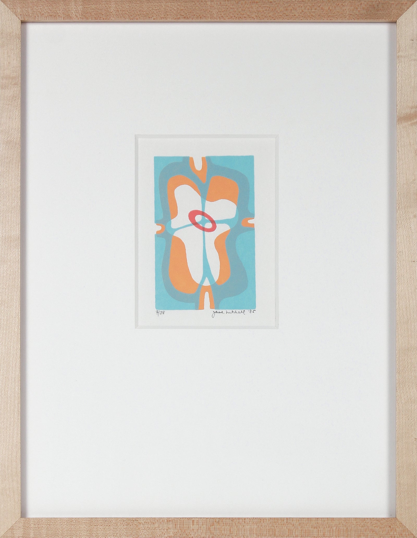 Blue & Orange Modernist Forms <br>1985 Serigraph <br><br>#B3372