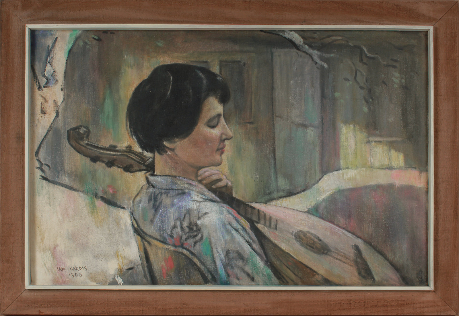 <i>Portrait with Lute</i> <br>1960 Oil <br><br>#B3417