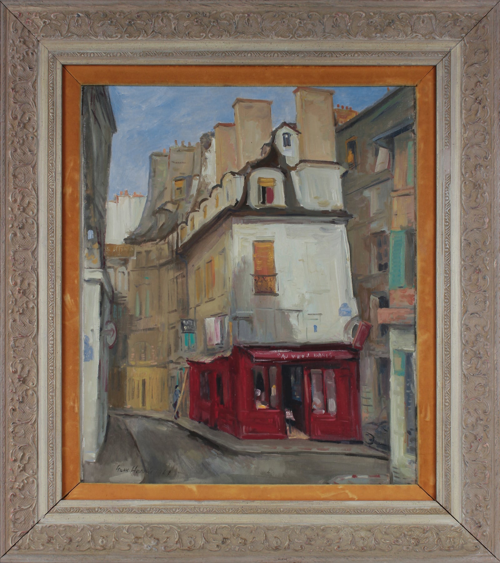 <i>Au Vieux Paris</i> <br>1967 Oil <br><br>#B3431