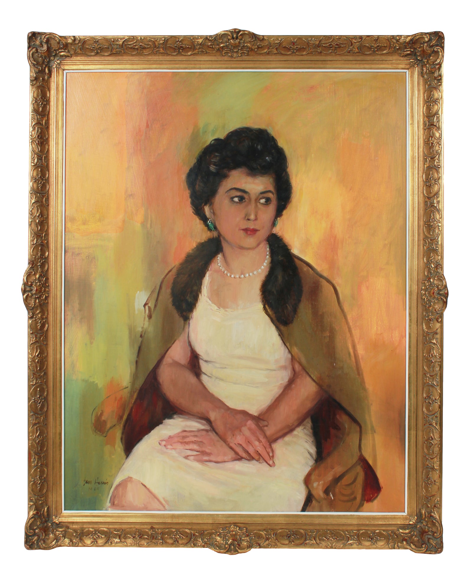 Elegant Female Portrait <br>1964 Oil <br><br>#B3437