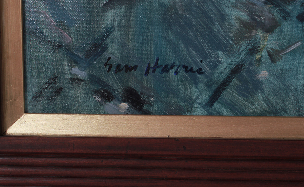 Man Reading in a Doorway <br>20th Century Oil <br><br>#B3464