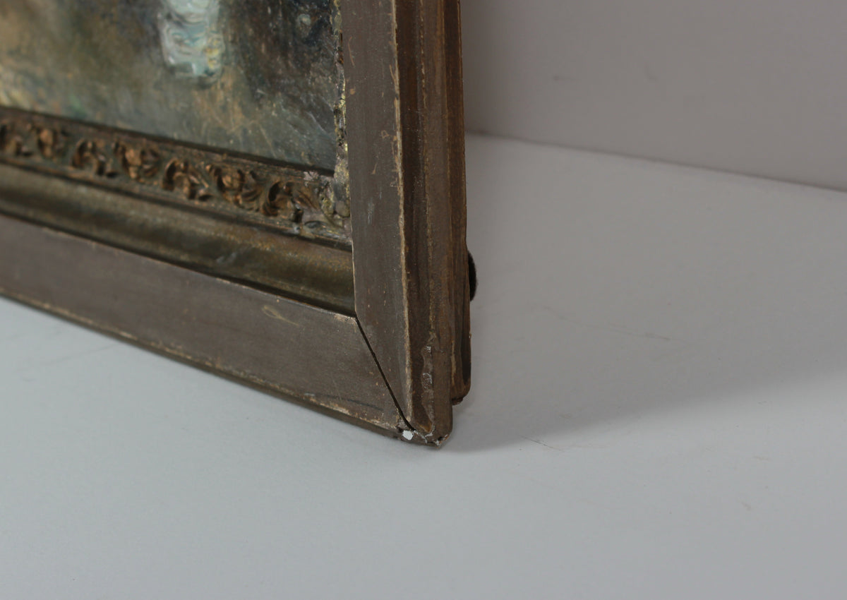 European City Scene <br>Mid Century Oil <br><br>#B3479