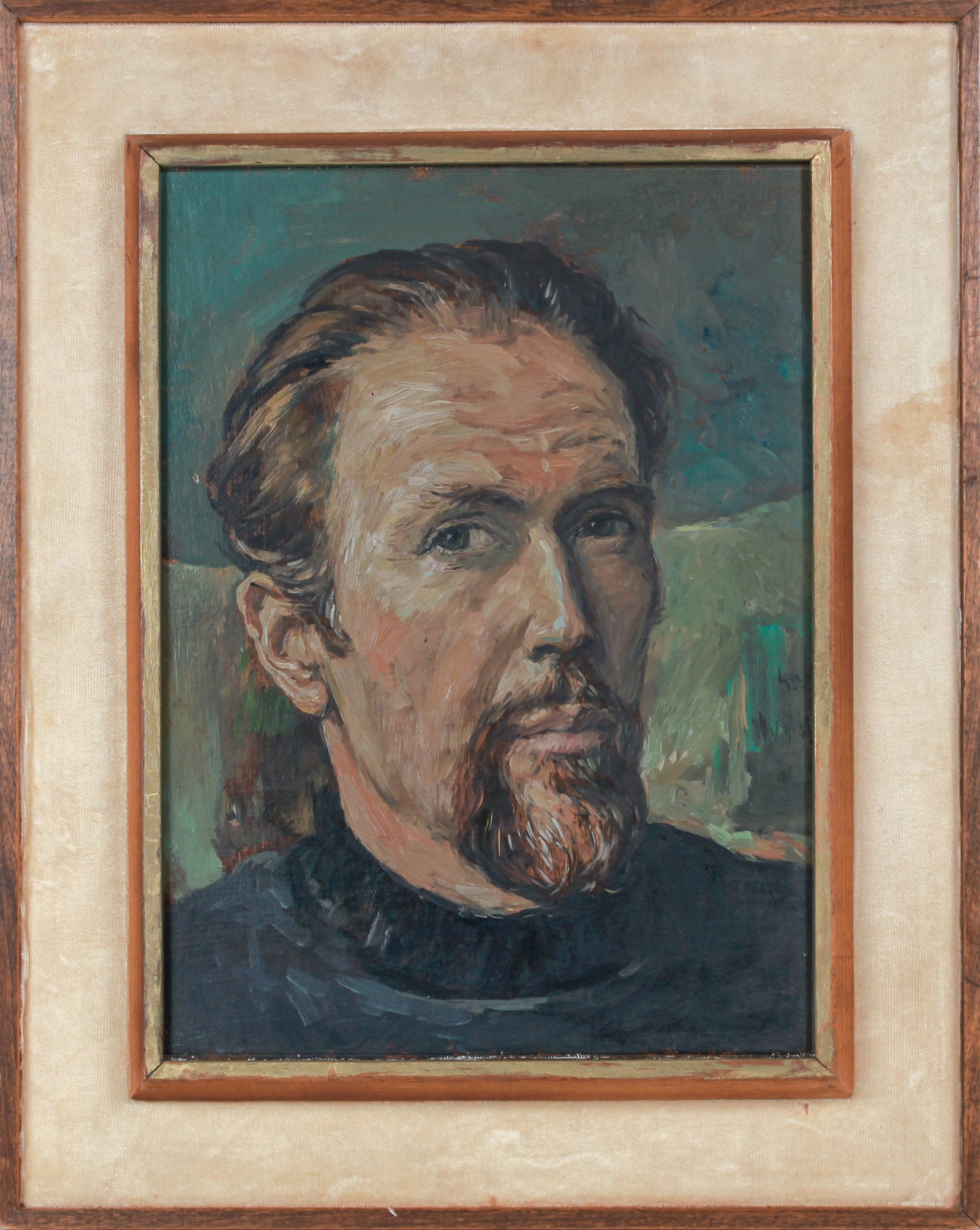 Portrait with a Goatee <br>1940-50s Oil <br><br>#B3491