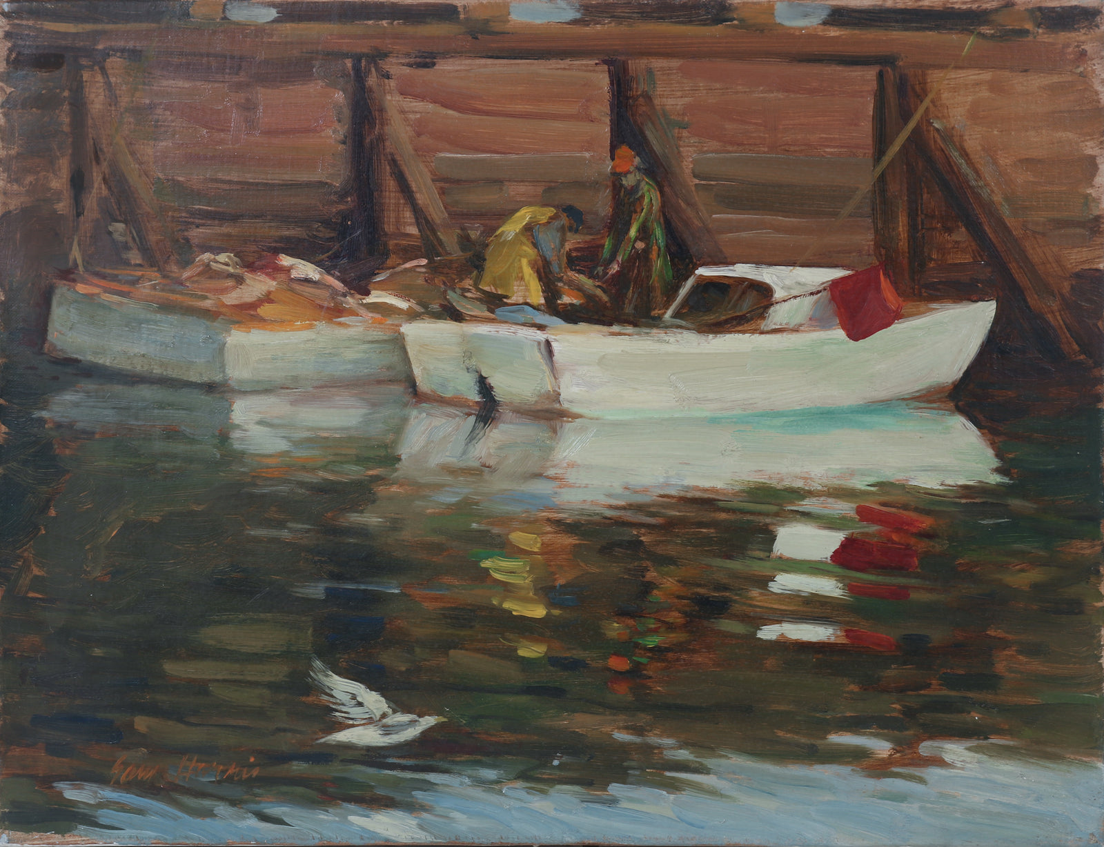 <i>The Seagull</i> <br>Mid Century Oil <br><br>#B3537