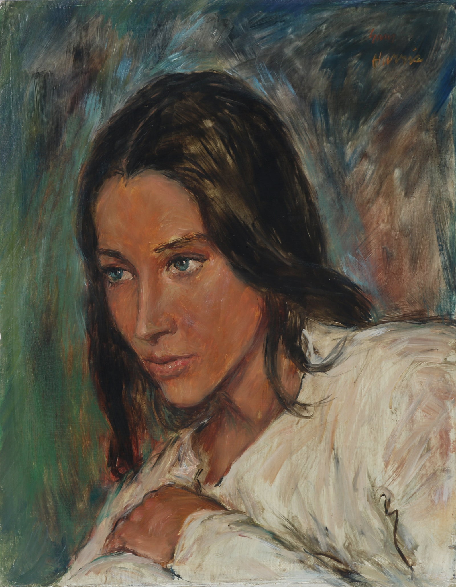 Striking Female Portrait <br>1960-70s Oil <br><br>#B3539