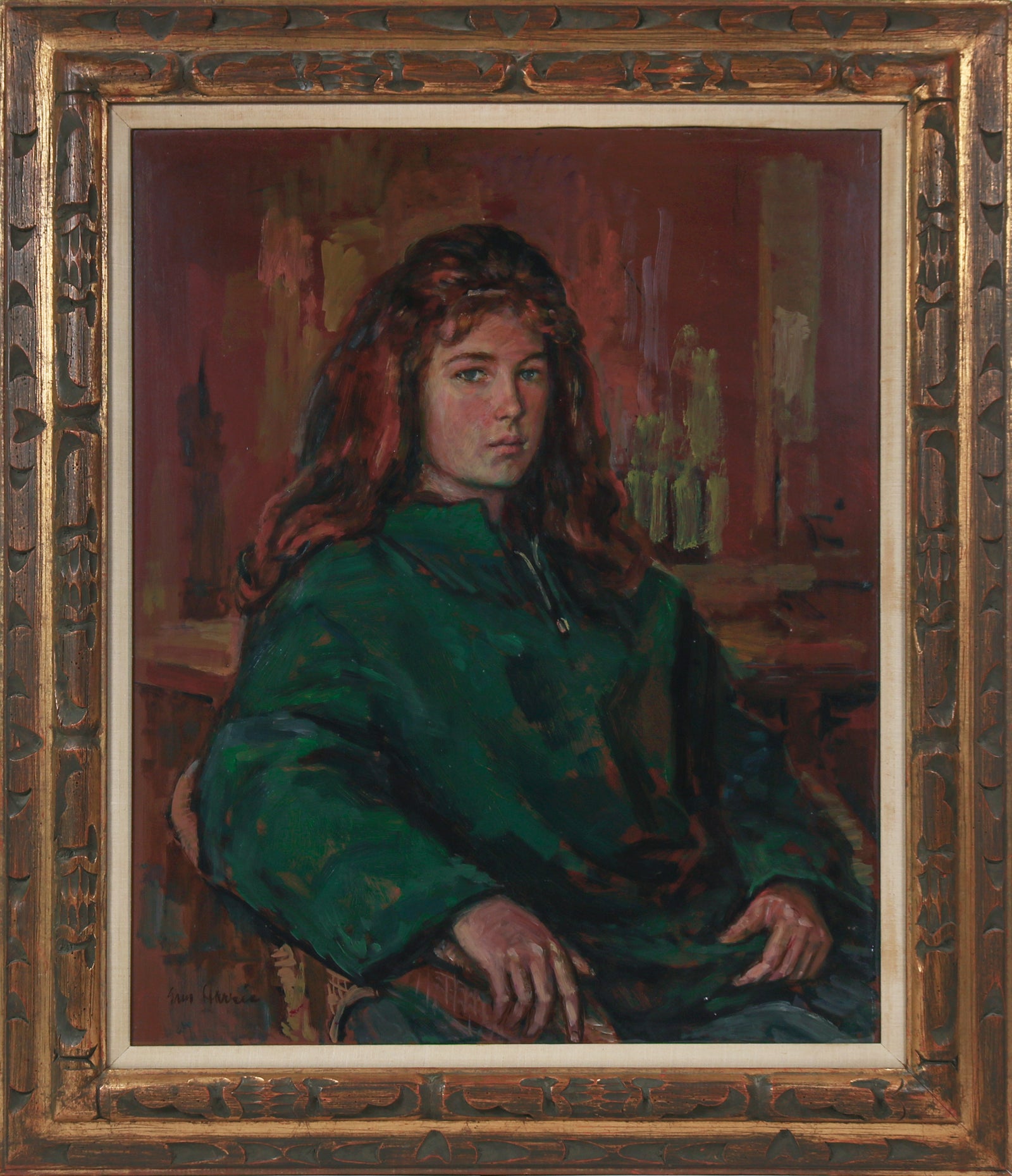 <i>Portrait of Sheila</i> <br>Mid Century Oil <br><br>#B3547