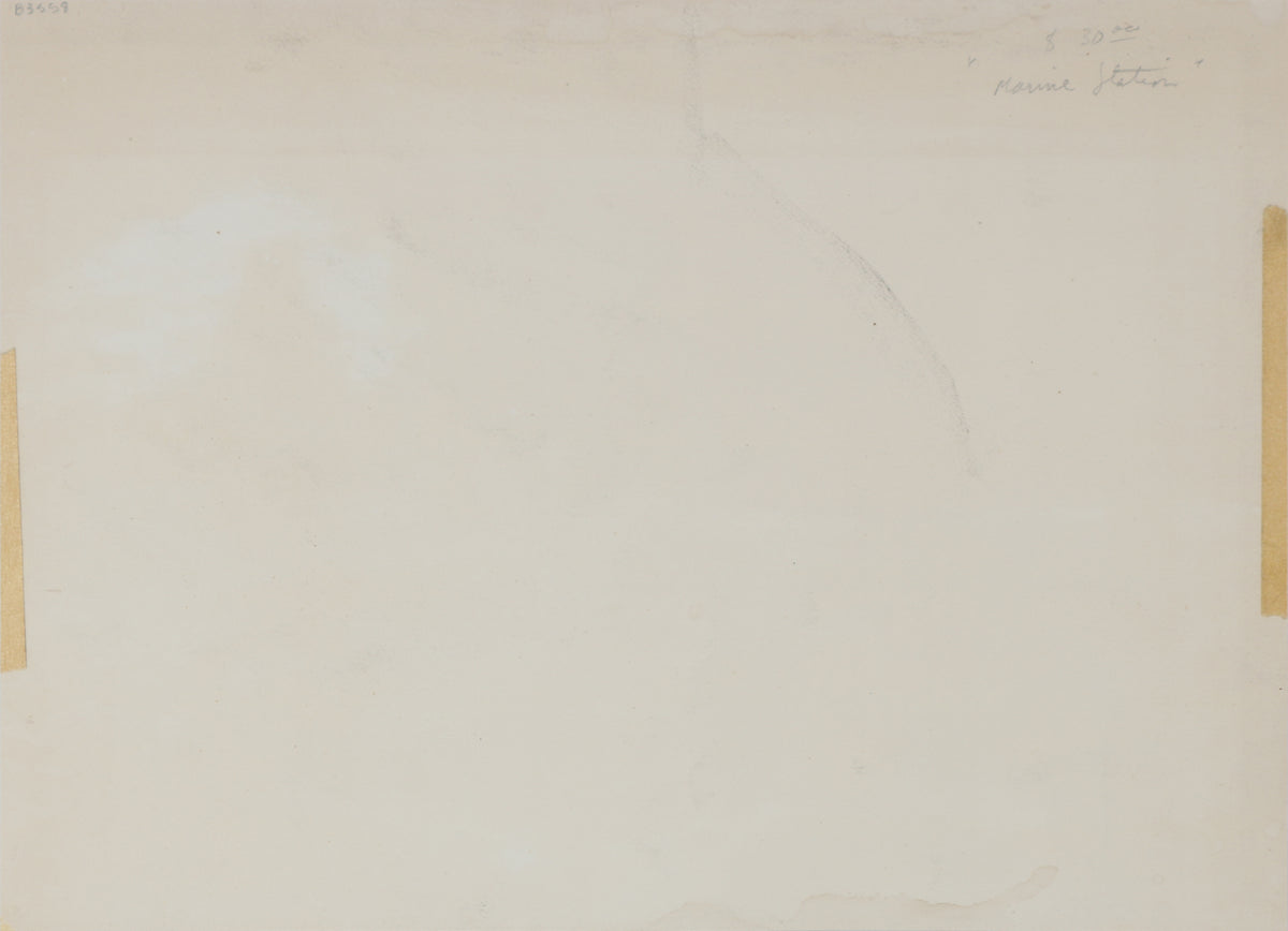 <i>Marine Station</i> <br>Mid Century Watercolor <br><br>#B3558