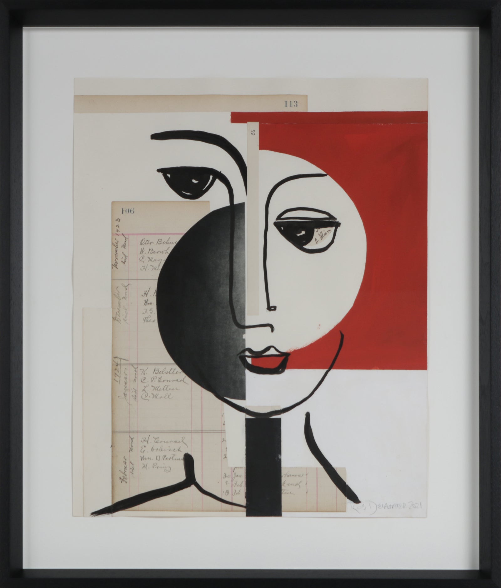 <i>Faces of a Century IV</i> <br>2021 Mixed Media Collage <br><br>#B3764