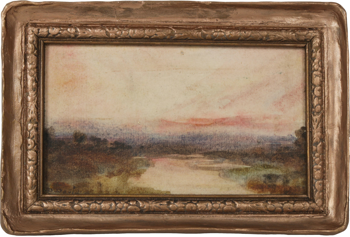 Petit Sunlit Landscape &lt;br&gt;Early 20th Century Watercolor &lt;br&gt;&lt;br&gt;#B4051