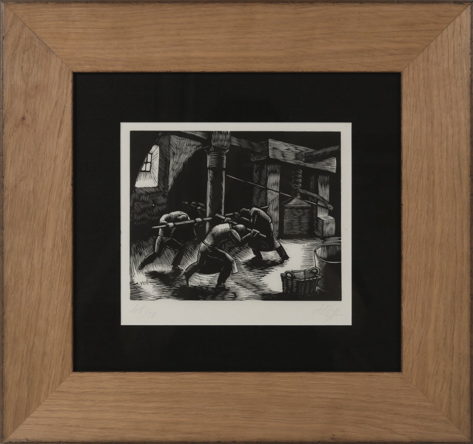 <i>La Presse a Porse</i> <br>1948 Woodblock <br><br>#B4052