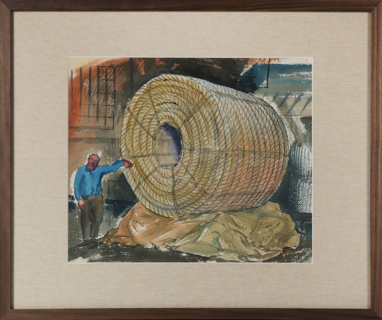 <i>Showing Size of Circumference</i> <br>Mid Century Watercolor <br><br>#B4064