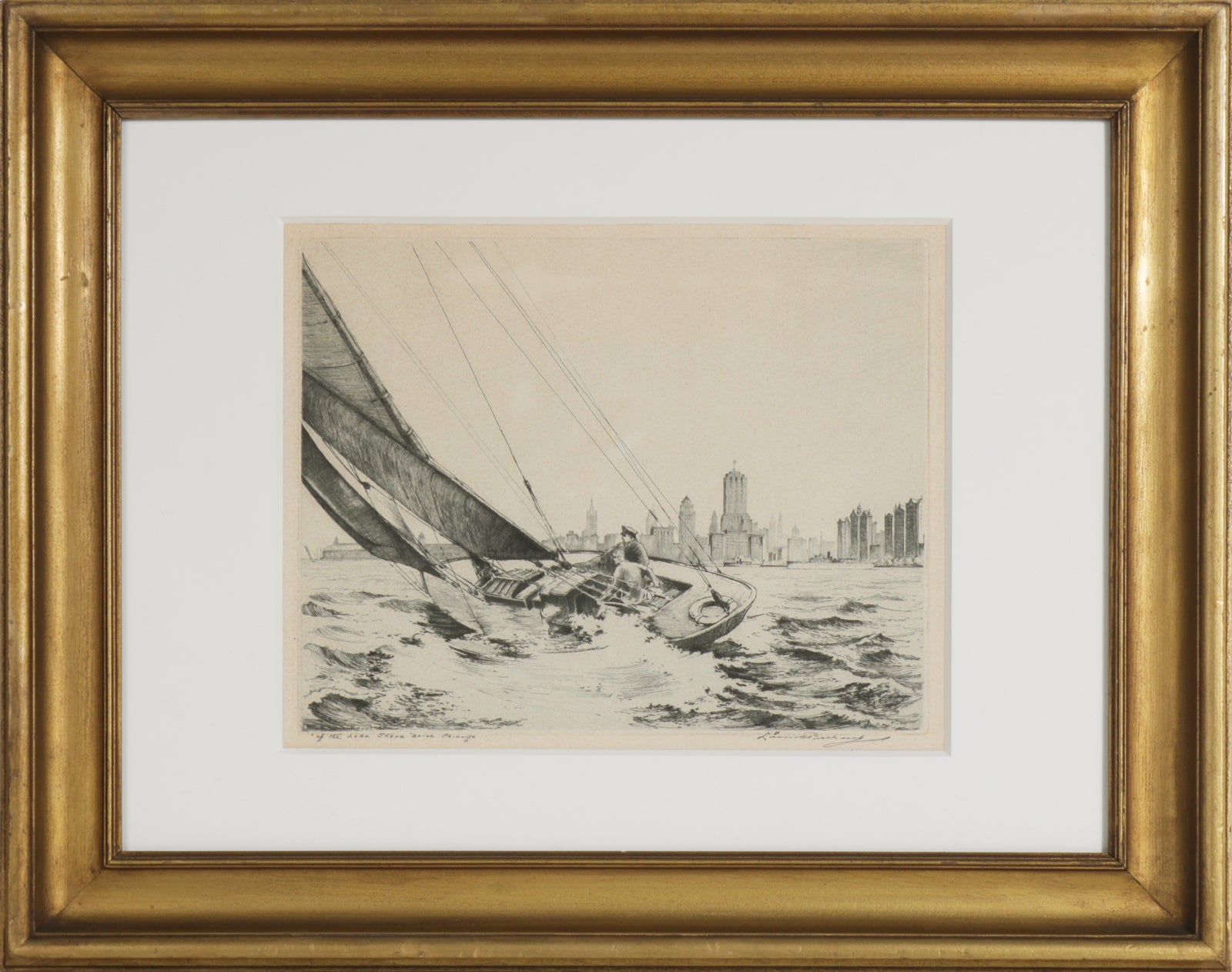 <i>Off the Lakeshore Drive, Chicago</i> <br>Circa 1937 Etching <br><br>#B4085