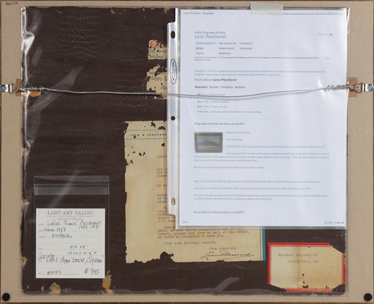 <i>Off the Lakeshore Drive, Chicago</i> <br>Circa 1937 Etching <br><br>#B4085