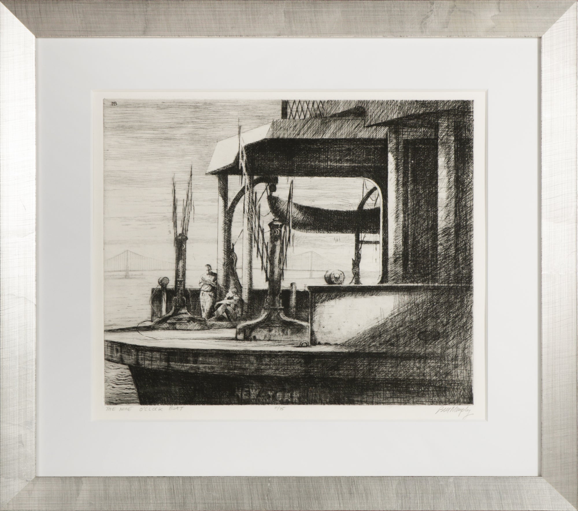 <i>The Nine O'Clock Boat</i> <br>20th Century Etching with Drypoint <br><br>#B4091