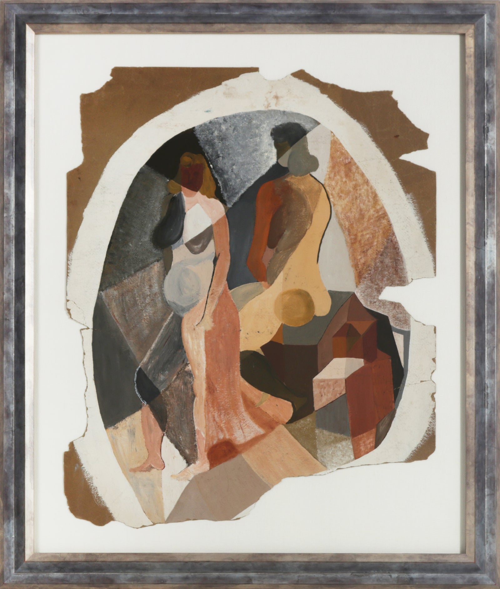 Geometric Modernist Figures <br>Mid Century Gouache <br><br>#B4097