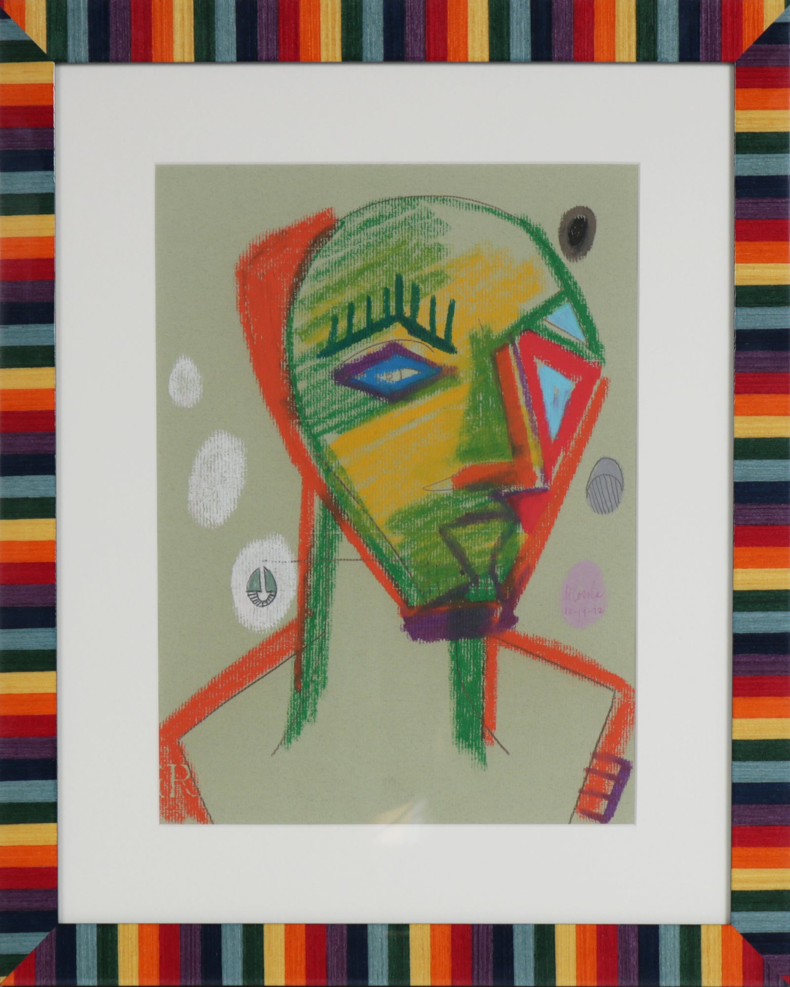Geometric Portrait Deconstruction <br>1972 Pastel <br><br>#21191