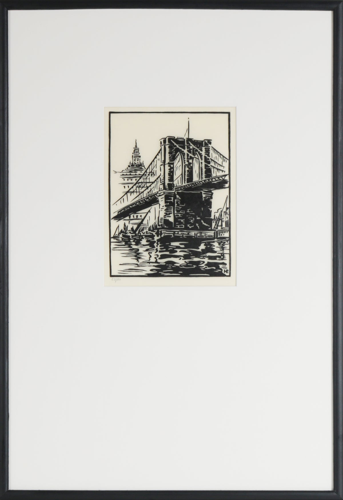 &lt;i&gt;Tower of the Brooklyn Bridge&lt;/i&gt; &lt;br&gt;1930s Woodcut &lt;br&gt;&lt;br&gt;B4216